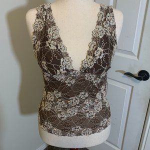Brown & Beige Lace Camisole Top